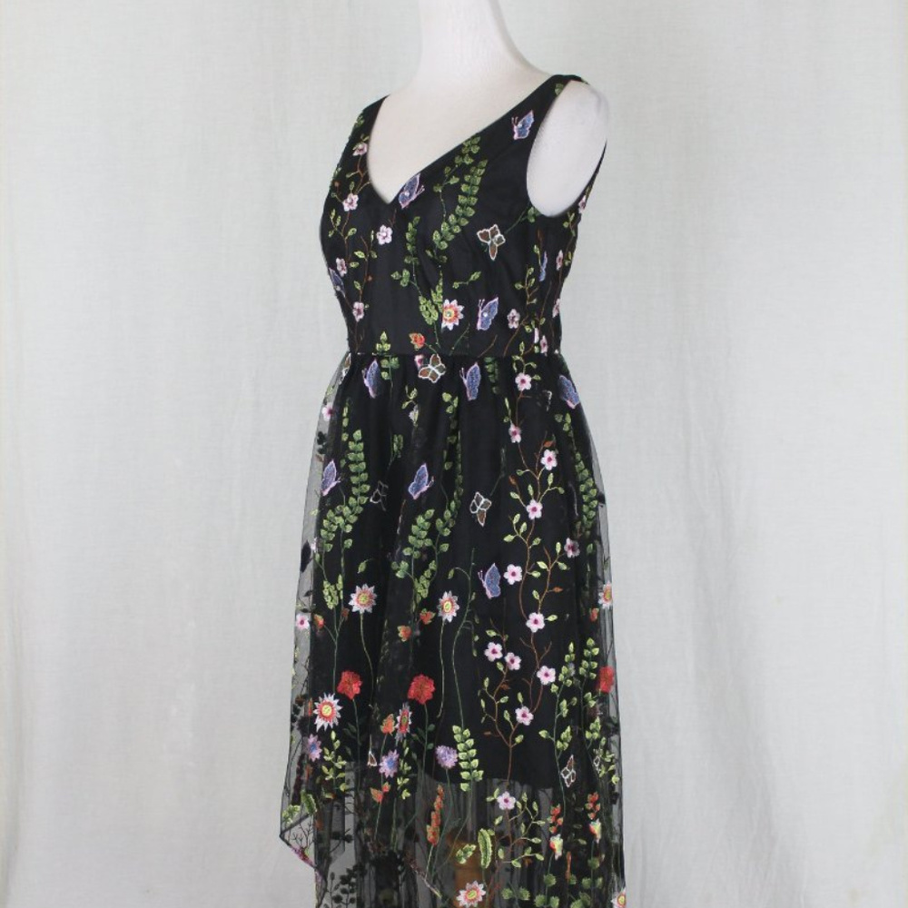 Adrianna Papell Embellished Black Tulle Gown - Picture 2 of 8